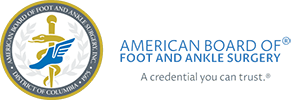 Logo Recognizing Indy Podiatry's affiliation with American Board of Foot and Ankle Surgery